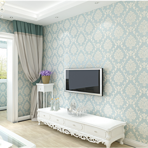 Light blue Damascus European wallpaper