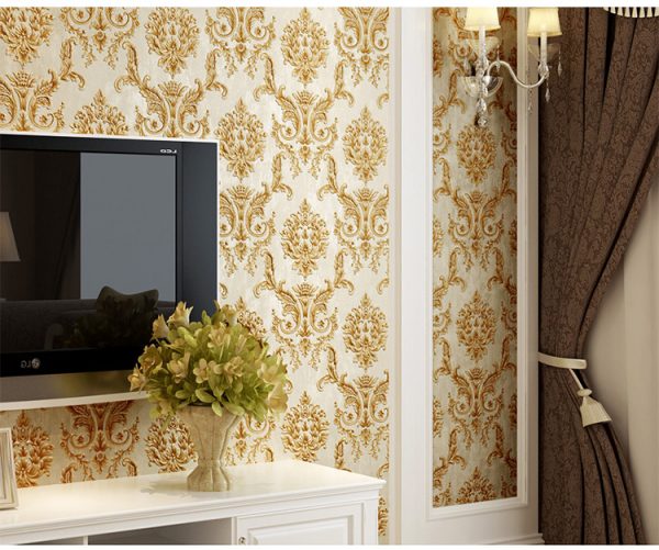 European style 3Dembosed pattern self-adhesive wallpaper