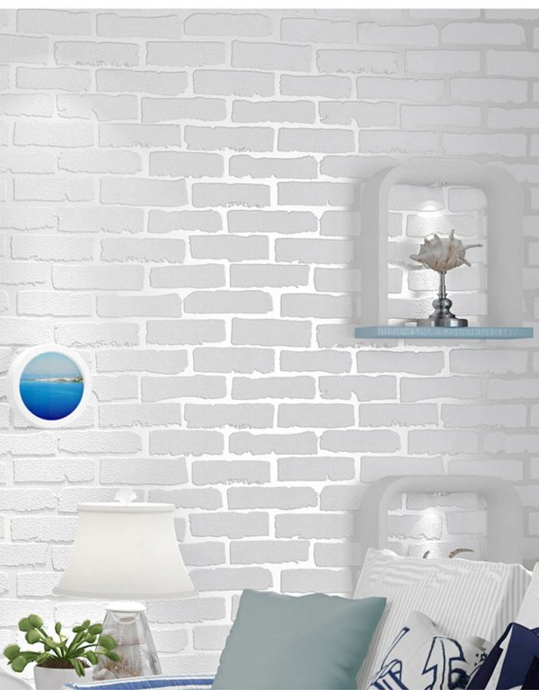 modern white imitation brick pattern self-adhesive wallpaper