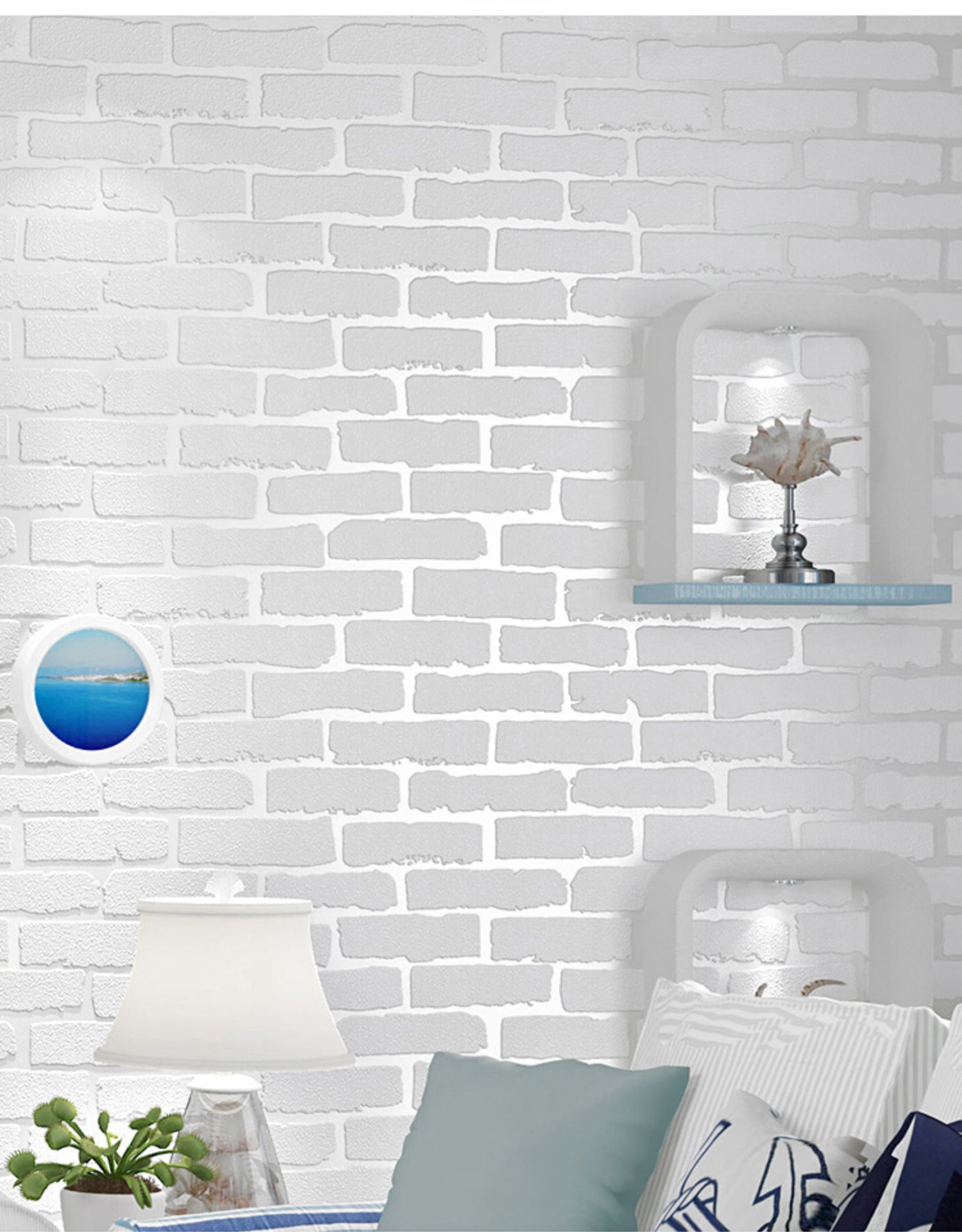 white imitation brick pattern selfadhesive modern wallpaper