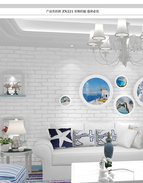 modern white imitation brick pattern self-adhesive wallpaper